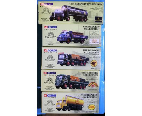 5 Corgi Classics 'The Brewery Collection'. ERF Delivery Truck Set 'John Smith's' (09801). Leyland Cylindrical Tanker Set 'Dou