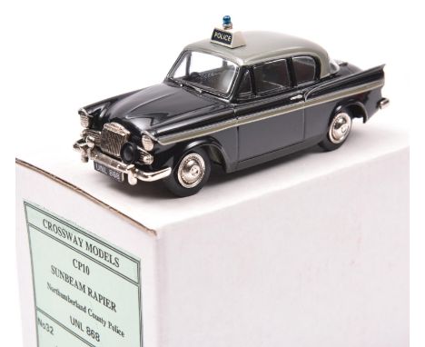 Crossways Models Sunbeam Rapier Police Car. (CP10). In black and grey, with grey interior, sign/light to roof, aerial to rear