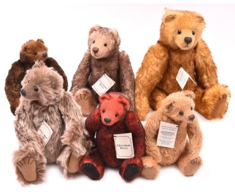 6x Charnwood Teddybears by Frank Webster. All limited editions and with original information labels attached to each bear. 'F