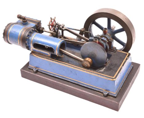 A substantial Single Cylinder Horizontal Engine. A well constructed and detailed model constructed from brass, steel and cast