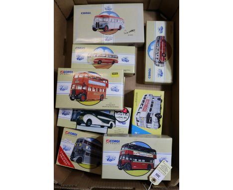10x Corgi Classic buses, coaches, etc. 3x Burlington Seagull coaches - Ribble, Neath &amp; Cardiff and Banfields. 3x Guy Arab