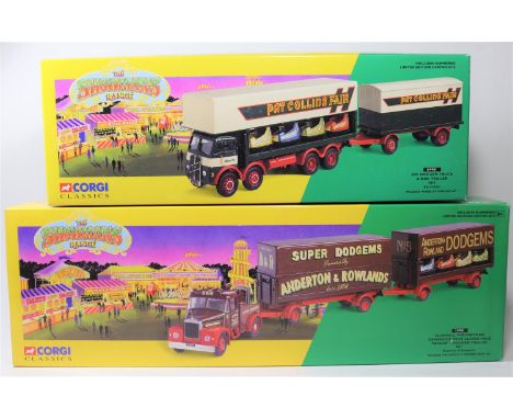 2 Corgi Classics 'The Showmans Range'. ERF Dodgem Truck &amp; Box Trailer Set 'Pat Collins Fair' (09901). Plus a Scammell Hig