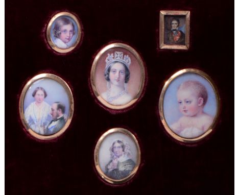 English School, 19th c - A group of six Portrait Miniatures of the Royal Family, comprising Queen Victoria, Queen Victoria an