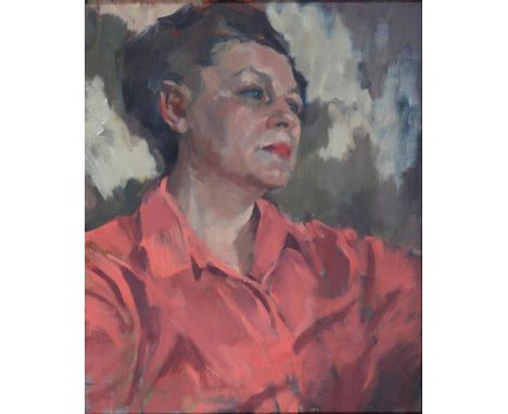 Nancy Bradburne, 20th c - Self-Portrait,&nbsp;bust-length, slightly-turned to sinister, signed and titled to verso, oil on ca