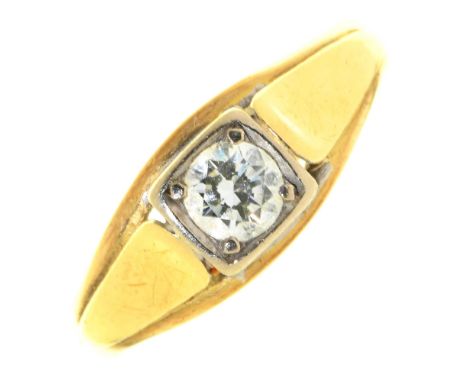 A diamond solitaire ring, with old cut diamond, in gold marked 585, 2.5g, size O½ Hoop worn