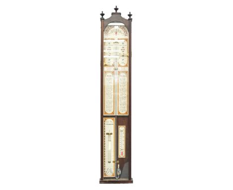 A Fitzroy barometer, 20th c, in mahogany stained case, 107cm h 