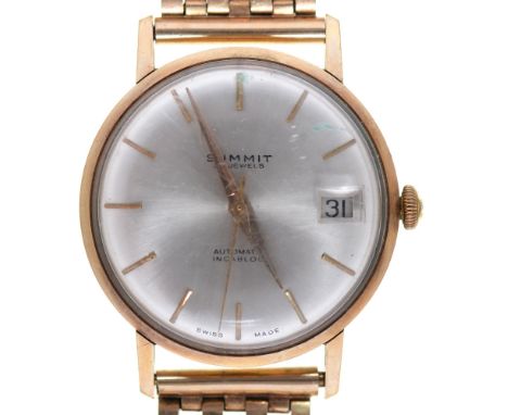 A Summit 9ct gold self-winding gentleman's wristwatch, 34mm diam, Edinburgh 1963, on 9ct gold bracelet with engine turned cla
