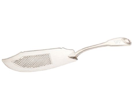 A George III silver fish slice, Fiddle, Thread and Shell pattern, crested, by Eley, Fearn and Chawner, London 1808, 6ozs 8dwt