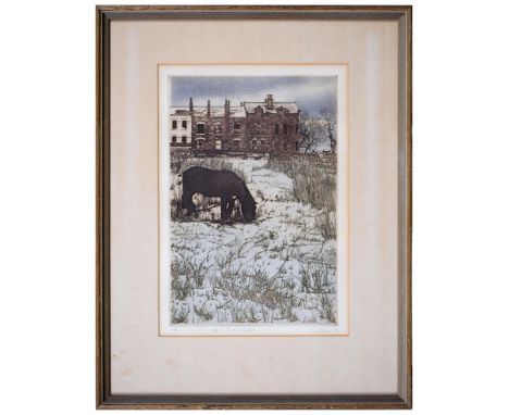Pictures and Prints. British Modernist School - Terrace House, lithograph, n.d., 29 x 59cm, Gilbert, 20th c - Arbor Low at Su
