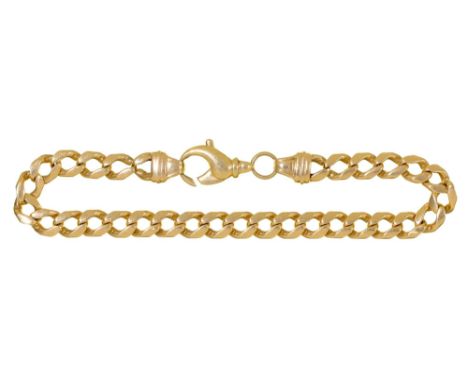 A gold curb bracelet, 22cm l, marked 585, 24.3g Light wear