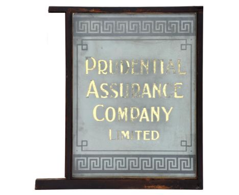 Advertising. A frosted and gilt glass door or window light, early 20th c, inscribed PRUDENTIAL ASSURANCE COMPANY LIMITED betw