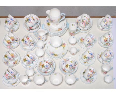 An extensive Shelley bone china Wildflowers tea service, mid 20th c, printed marks Good condition. Please note not every piec