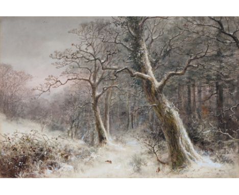 William Webb Quatremaine (1857 - 1930) - Rabbits in a Winter Landscape, signed and dated 1904, watercolour and gouache, 36.5 