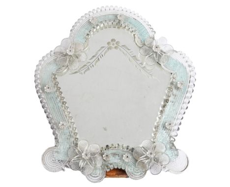 A Venetian glass easel mirror, 20th c,&nbsp;26cm h Good condition
