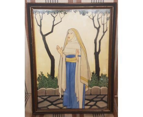 HASTAIN, 1927, AN ART DECO PERIOD WATERCOLOUR Portrait of a nun, framed and glazed. (25cm x 36cm)