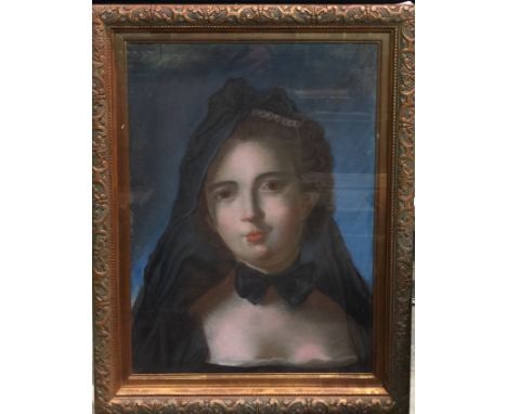 A 19TH CENTURY PASTEL  Portrait of a lady, gilt framed and glazed. (40cm x 51cm)