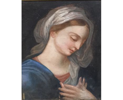 AN 18TH/19TH CENTURY ITALIAN OIL ON CANVAS PORTRAIT OF MADONNA In gilt frame.
