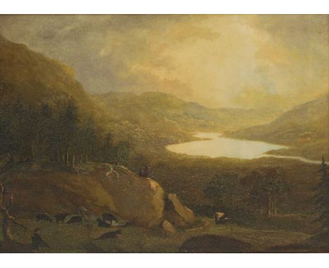 Follower of John GloverAn extensive lakeland landscapeoil on panel28 x 38.5cmCondition Reportoverall: 39 x 49cmThere is craqu