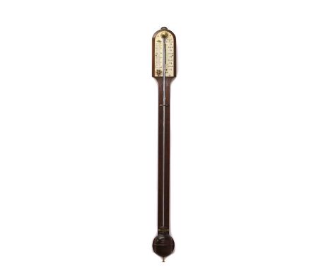 A rosewood and mahogany stick barometer,c.1840, by C.A. Canti, London, the case with applied ivory vernier scale calibrated i