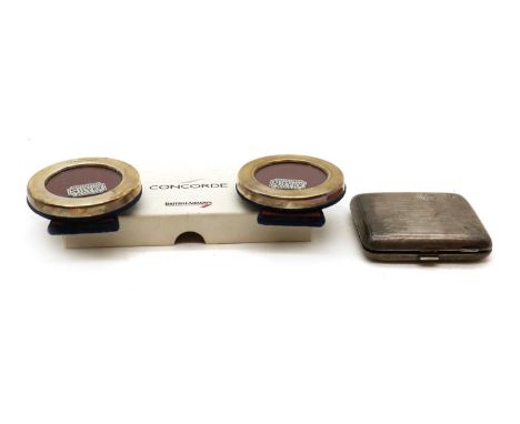 A pair of Concorde silver photograph frames,British Airways, Sheffield 1993, each of circular form, engraved 'Concorde',6.5cm