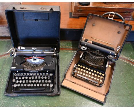 A vintage Royal (US) Inc portable typewriter with case (little used) to/w a Corona 1917 patent portable typewriter with case 