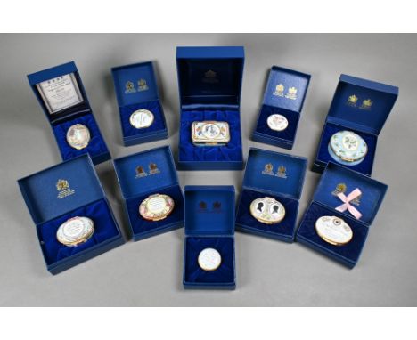 Ten various boxed Halcyon Days enamel Royal commemorative boxes (10) 
