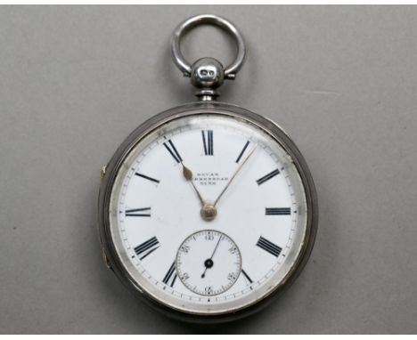 Edward Beven, Birkenhead, a silver cased fusée pocket watch, the white enamel dial with Roman numerals, subsidiary seconds an