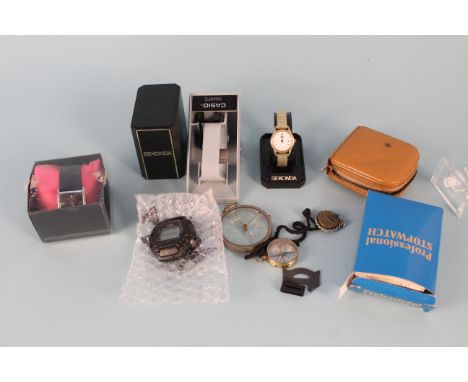 Eight assorted gents and ladies watches including Casio, Sekonda and compasses