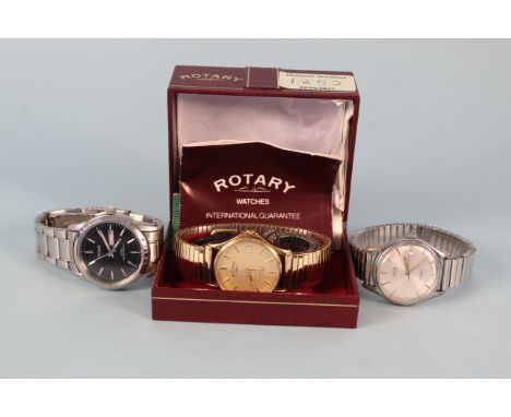A box Rotary quartz stainless steel pulsar and an Avia automatic wristwatch