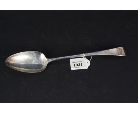 A Georgian silver basting spoon with engraved initials, hallmarked London 1808, makers mark Mary Sumner, weight approx 120g