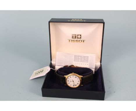 A gold plated gents Tissot 'stylist' quartz wristwatch in box with manual