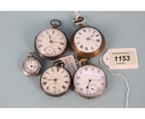 Five assorted pocket watches including silver examples