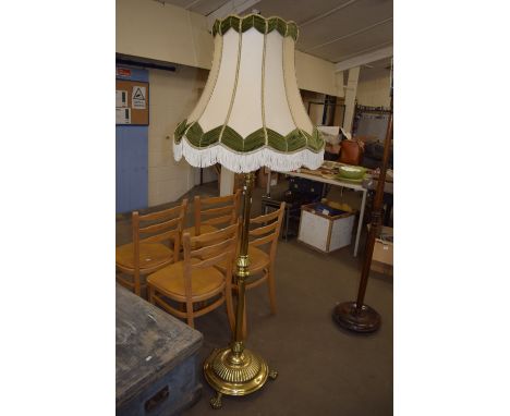 BRASS STANDARD LAMP WITH SHADE, 176CM HIGH