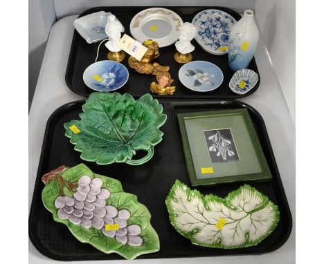 A selection of decorative ceramics, including: two Royal Copenhagen floral decorated circular pin dishes, each approximately 