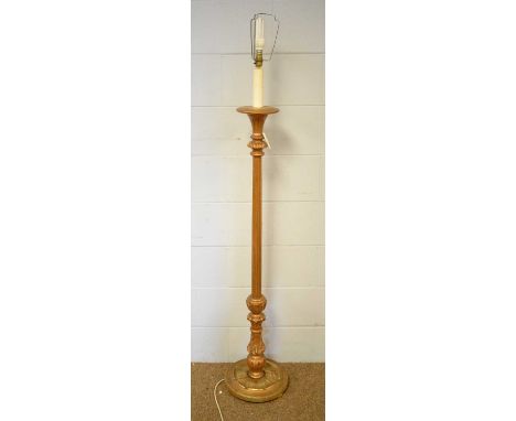 A mid-20th Century gold-painted lamp standard, no shade, 173cms high.