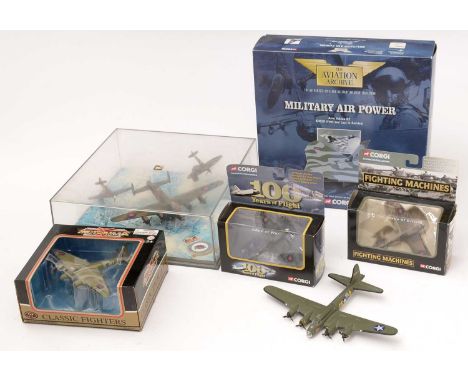 A collection of Corgi British military Airforce diecast models, including; 48303 Aviation Archive Military Air Power Avro Vul