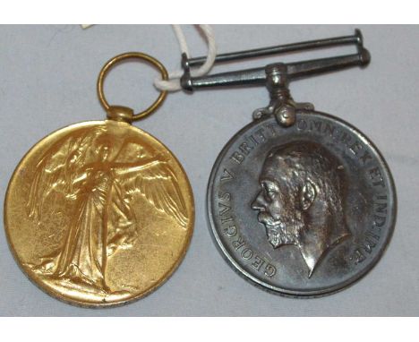 A pair of WWI general service medals, awarded to 28129 ~Private G.W. Leith, Duke of Cornwall's Light Infantry. 