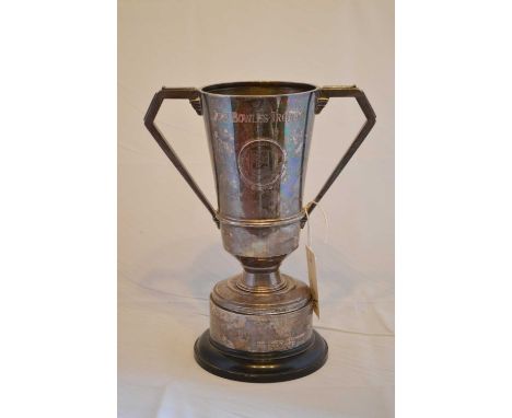 An Art Deco silver trophy cup, by Barker Brothers Silver Ltd, Birmingham 1938, inscribed 'John Bowles Trophy, Barrier Norther