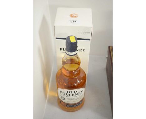 A bottle of Old Pulteney Single Malt Scotch Whisky, 12 Years Old, in box.
