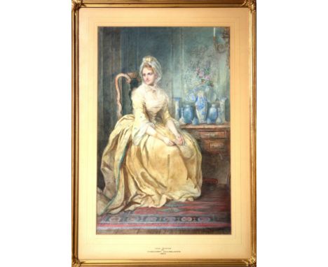 Margaret Gillies (British, 1803-1887), Portrait of Miss Byron, seated in an interior, 1845, waterolour, 59.5 x 38cm, (with in