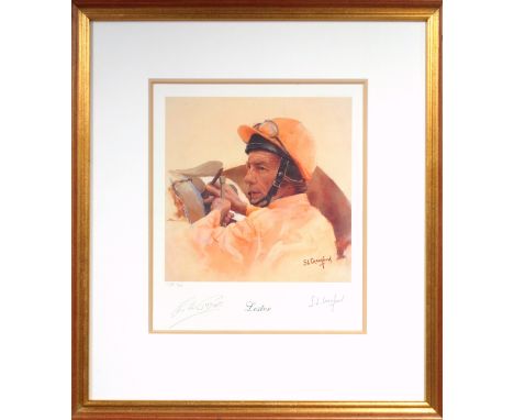 Horseracing Interest - Susan Crawford (b.1941), Lester Piggot, signed by the Jockey and Artist in the margin, limited edition