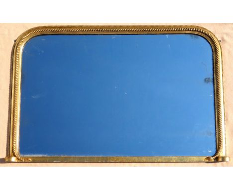Late Victorian overmantel mirror with a rectangular plate with rounded corners, in a gilt moulded rope twist frame, 96.7 x 14