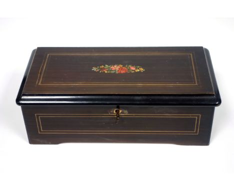 Late 19th Century Swiss "Qualite Excelsior" music box, the 9cm comb playing 6 airs flanked by Stop/Play and Change/Repeat lev