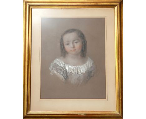 English School, Late 19th Century, Portrait of a young child with ringlets, pastel, 55 x 43.5cm 