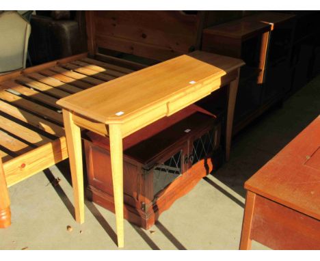 A light oak console table, square legs