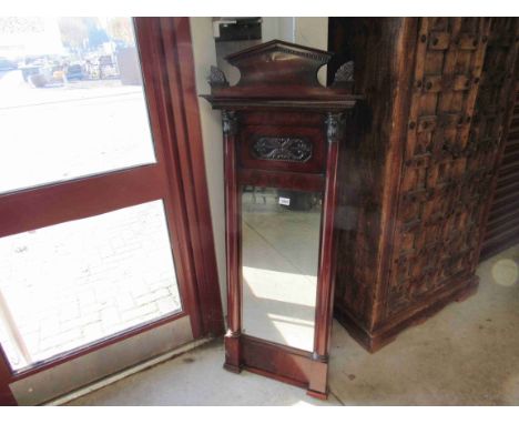 A Victorian mahogany pier mirror of architectural form, 56 x 133cm