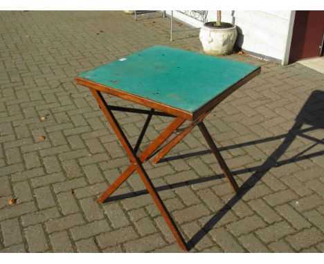 A 20th Century mahogany folding card table with green baize top    