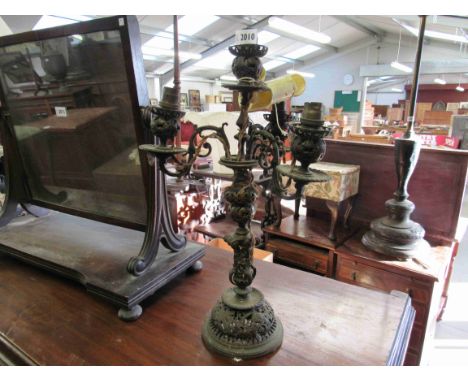 A 19th Century ornate brass four arm table lamp 