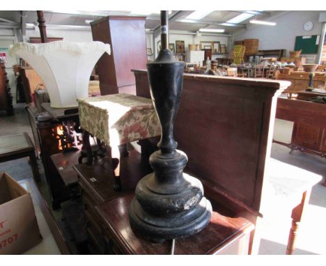 A Victorian painted brass telescopic lamp standard and a small box stool 