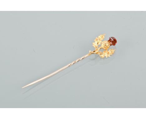 LATE VICTORIAN THISTLE MOTIF TIE PIN
the thistle motif set with a citrine finial, unmarked